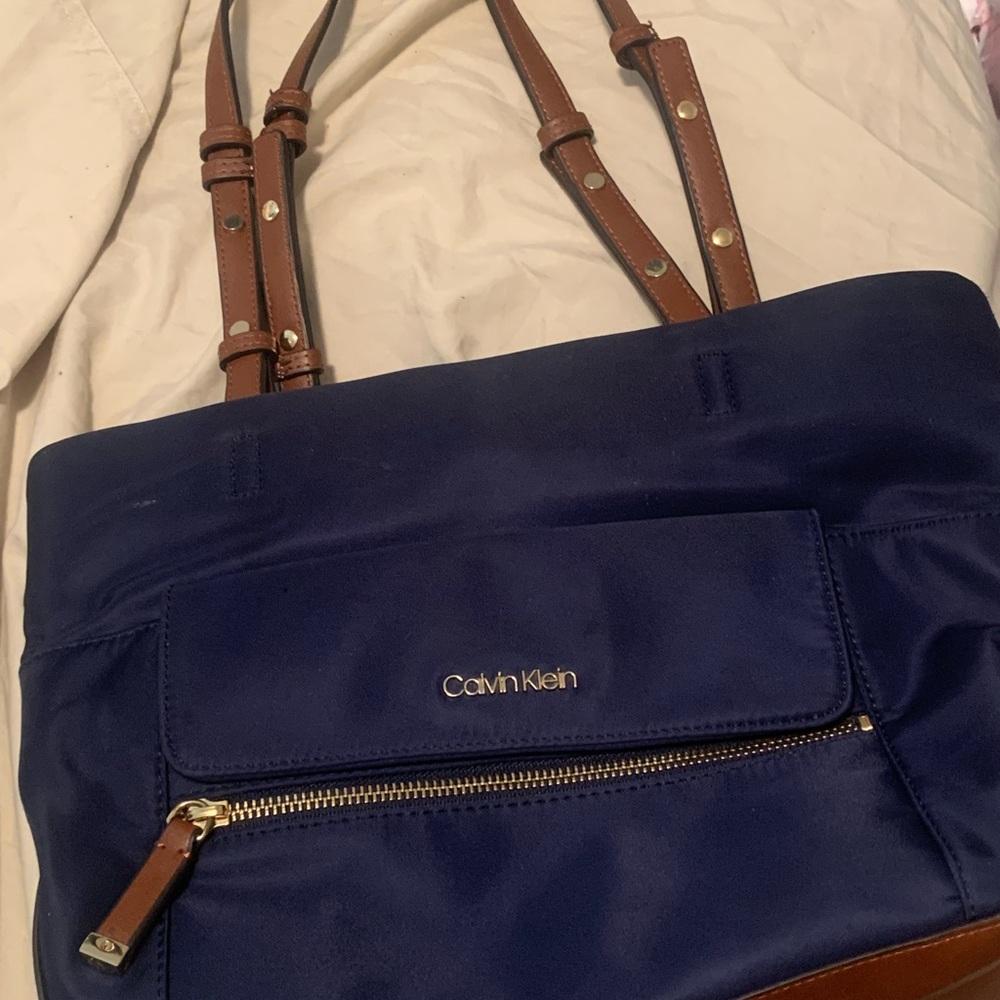 Calvin Klein Navy Blue Nylon Shoulder Bag